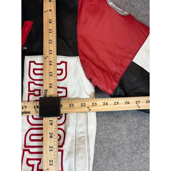 VTG 90s Wisconsin Badgers Pro Player Leather Jacket Mens M Red Bomber Collegiate - Picture 3 of 6